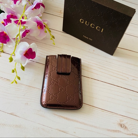 AUTHENTIC Gucci GG Patent Leather Embossed Case - Picture 2 of 6